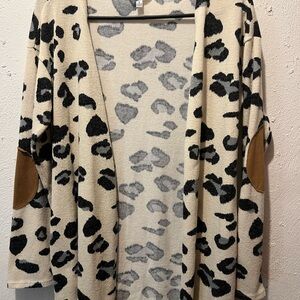 White Birch Black and Cream Animal Print Cardigan